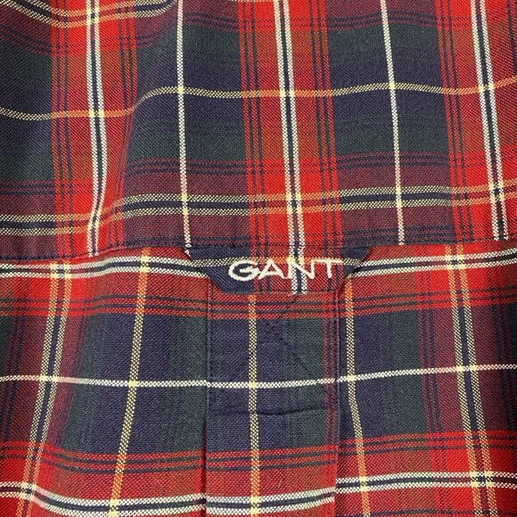 Gant Men's Button Down Shirt‎ Large Red Blue Plaid Oxford Long Sleeve 183 - Picture 6 of 12